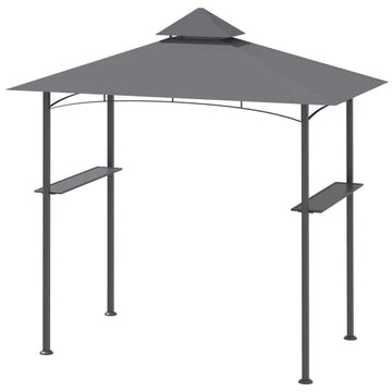 8' x 5' Grill Gazebo with Double Roof, Outdoor BBQ Canopy Gazebo with 2 Side Shelves for Patio Yard Garden Gray - product image 1