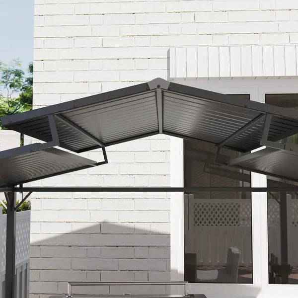 Outsunny 8 x 5ft Hardtop Grill Gazebo with Double Metal Roof, 2 Side Shelves and 4 Cup Holders for Patio Backyard Lawn Deck - product image 8