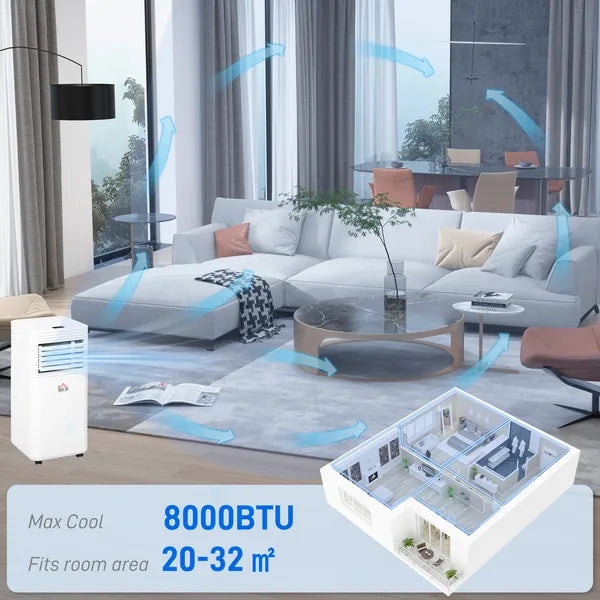 HOMCOM 8000 BTU Mobile Air Conditioner for Cooling and Dehumidifying, Remote Control, 24H Timer, LED Display, White - product image 5