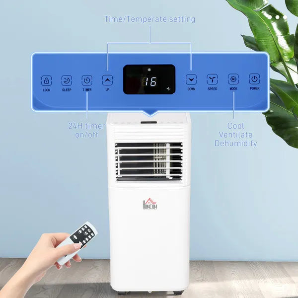 HOMCOM 8000 BTU Mobile Air Conditioner for Cooling and Dehumidifying, Remote Control, 24H Timer, LED Display, White - product image 7