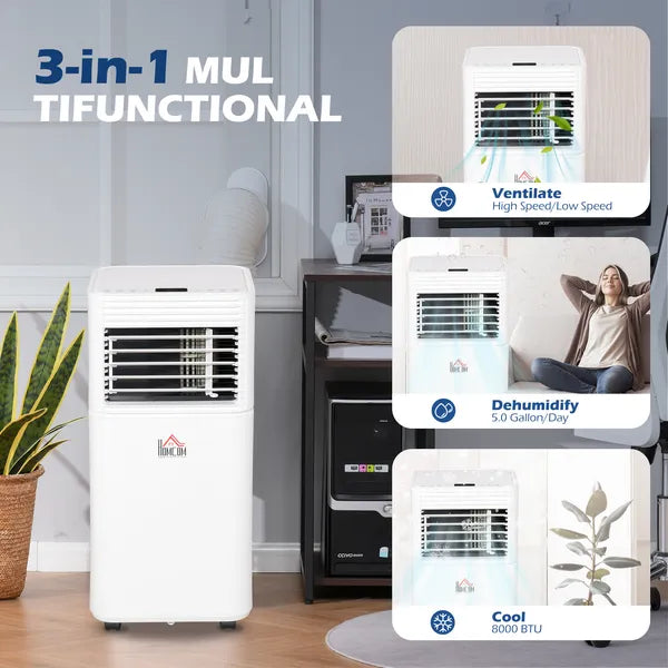 HOMCOM 8000 BTU Mobile Air Conditioner for Cooling and Dehumidifying, Remote Control, 24H Timer, LED Display, White - product image 4
