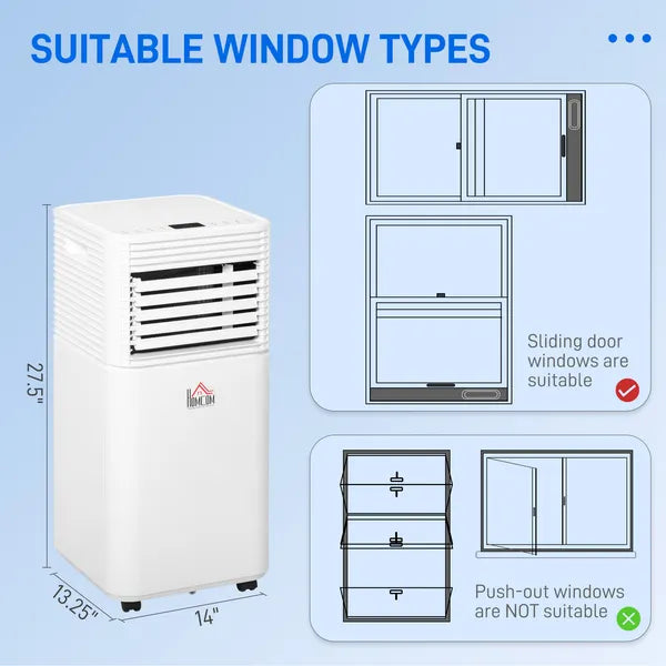 HOMCOM 8000 BTU Mobile Air Conditioner for Cooling and Dehumidifying, Remote Control, 24H Timer, LED Display, White - product image 3