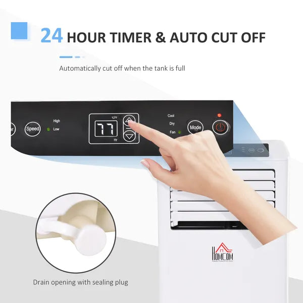 HOMCOM 8000 BTU Portable Air Conditioner, Built-in Cool, Dehumidifier, Fan Modes, with Remote Controller, LED Display, White - product image 6