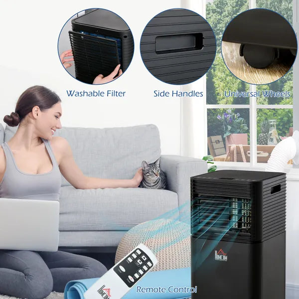 HOMCOM 8000BTU Compact Portable Air Conditioner, Efficient Cooling, Dehumidifier, Fan, with Remote, 24H Timer, Black - product image 6