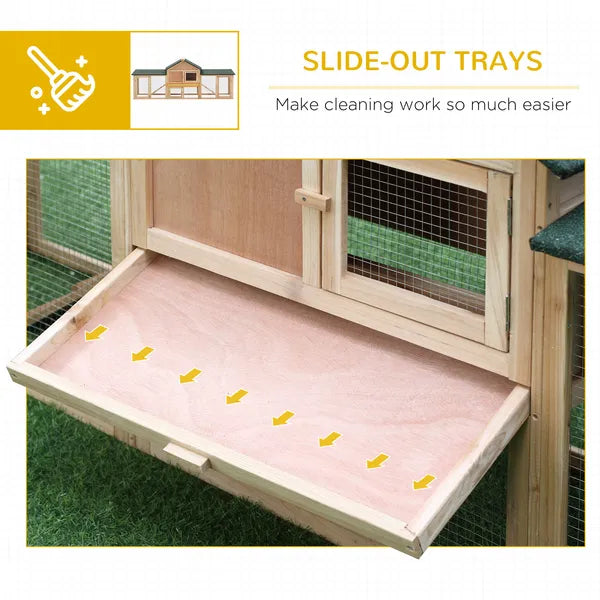 PawHut 83 Wooden Rabbit Hutch Large Bunny House Double Run Removable Tray Waterproof Roof Outdoor Natural - product image 6