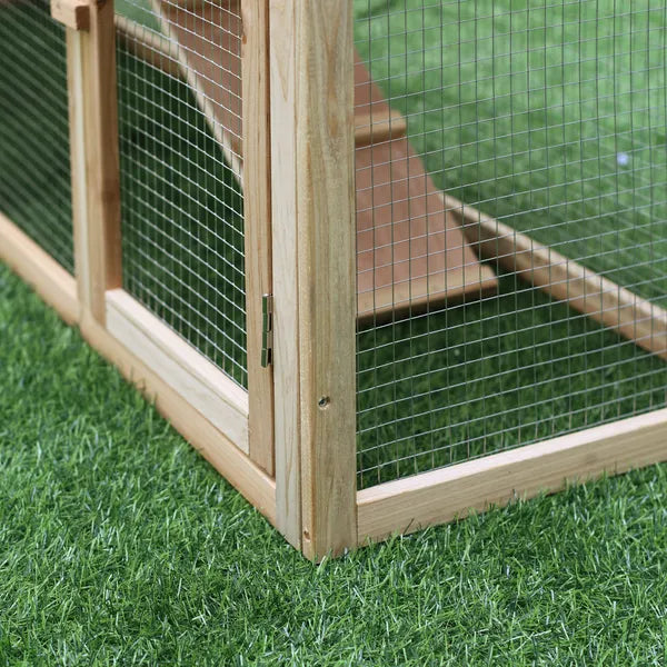 PawHut 83 Wooden Rabbit Hutch Large Bunny House Double Run Removable Tray Waterproof Roof Outdoor Natural - product image 11