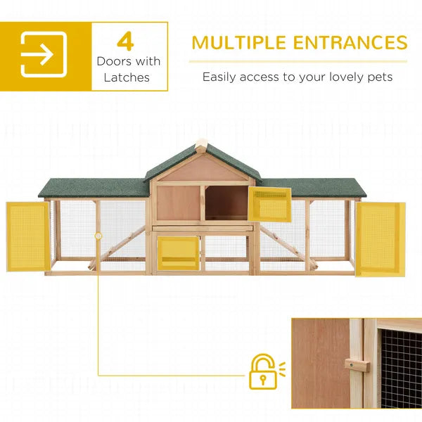 PawHut 83 Wooden Rabbit Hutch Large Bunny House Double Run Removable Tray Waterproof Roof Outdoor Natural - product image 4