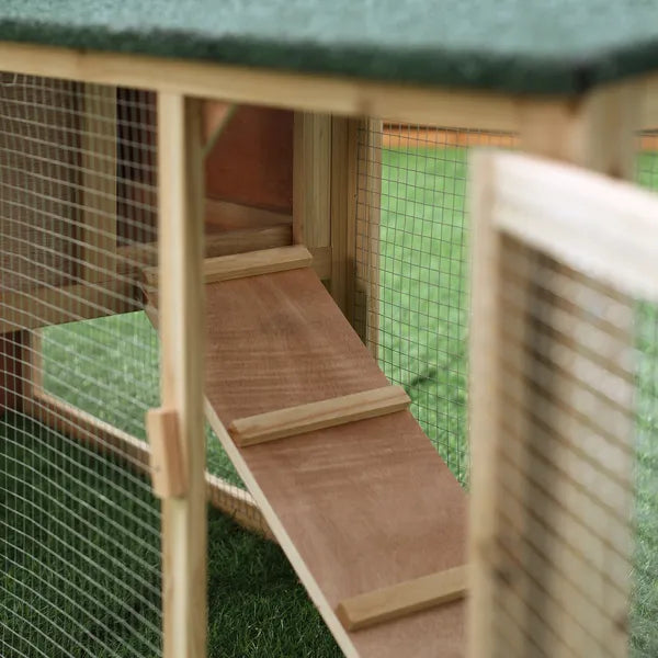 PawHut 83 Wooden Rabbit Hutch Large Bunny House Double Run Removable Tray Waterproof Roof Outdoor Natural - product image 10