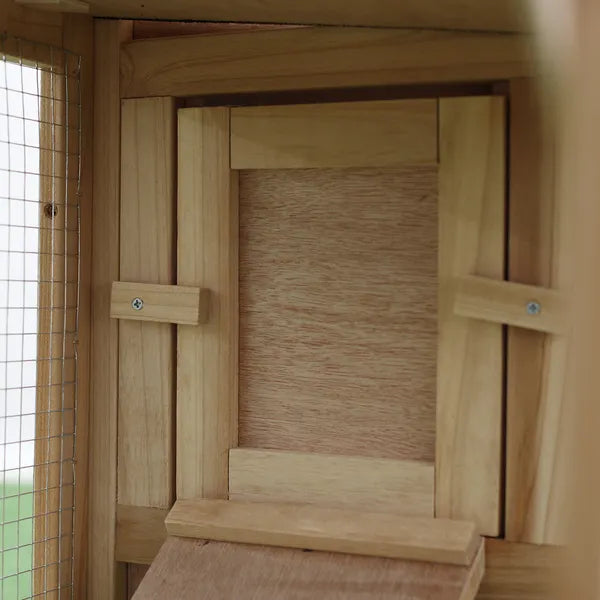 PawHut 83 Wooden Rabbit Hutch Large Bunny House Double Run Removable Tray Waterproof Roof Outdoor Natural - product image 12