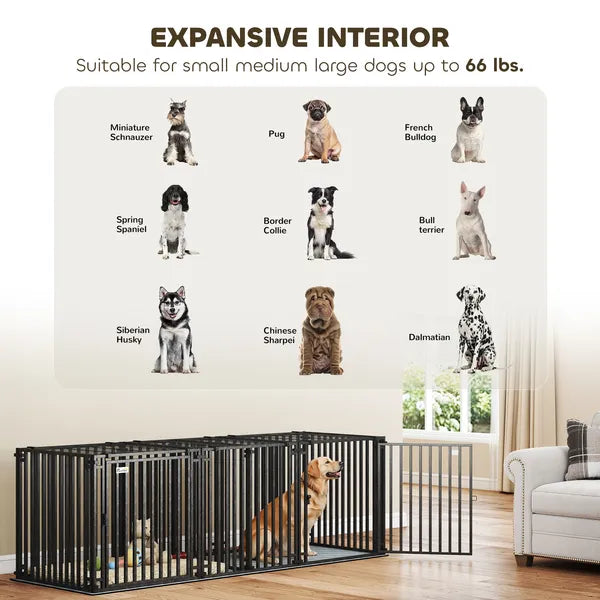 PawHut 83"L Heavy-Duty Dog Crate, Extra Large Dog Kennel with Divider and Mat for Large Breeds, Modular Puppy Playpen - product image 6