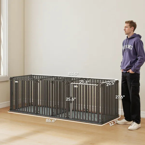 PawHut 83"L Heavy-Duty Dog Crate, Extra Large Dog Kennel with Divider and Mat for Large Breeds, Modular Puppy Playpen - product image 2