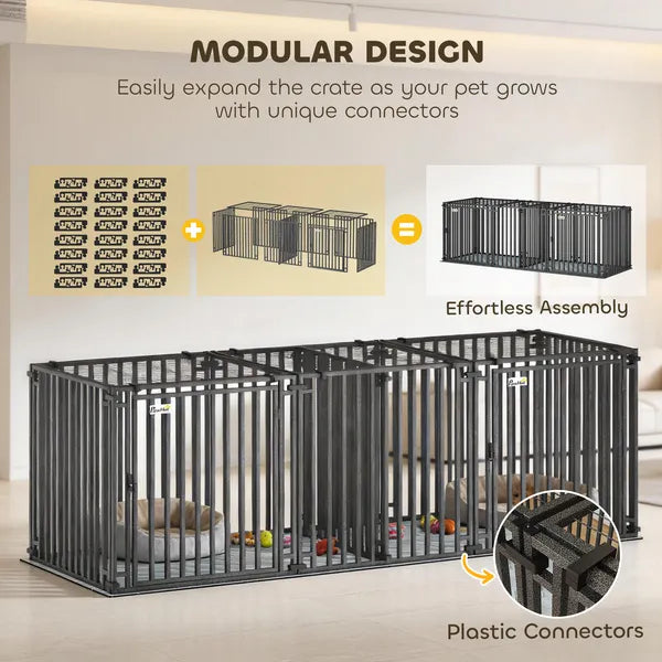 PawHut 83"L Heavy-Duty Dog Crate, Extra Large Dog Kennel with Divider and Mat for Large Breeds, Modular Puppy Playpen - product image 5