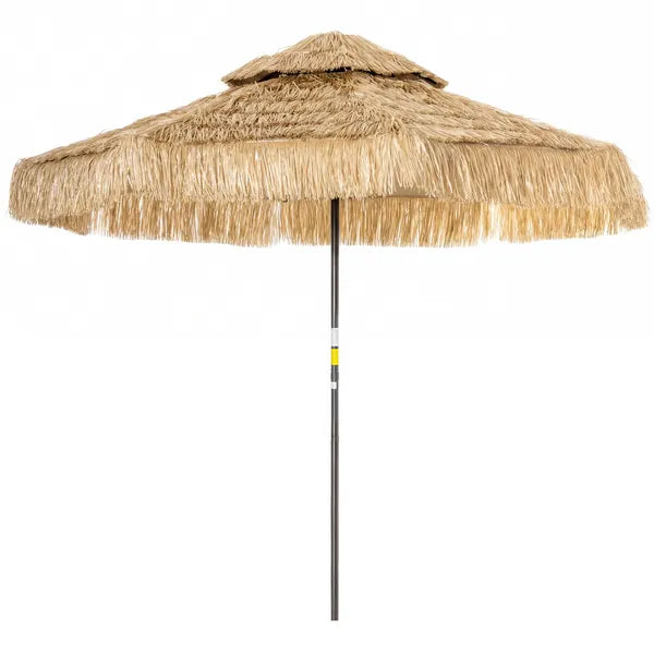 Outsunny 8.5 Ft Hula Thatched Tiki Patio Umbrella, 2-Tier Tropical Hawaiian Style Outdoor Umbrella with 8 Ribs, UPF30+, Khaki - product image 11