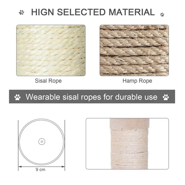 8.5' Vertical Cat Tree Adjustable Height Floor-To-Ceiling with 5 Carpeted Platforms and 3 Sisal Rope Scratching Areas Beige - product image 6