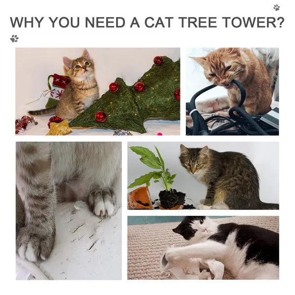 8.5' Vertical Cat Tree Adjustable Height Floor-To-Ceiling with 5 Carpeted Platforms and 3 Sisal Rope Scratching Areas Beige - product image 7