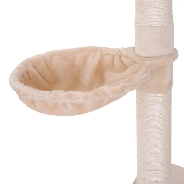 8.5' Vertical Cat Tree Adjustable Height Floor-To-Ceiling with 5 Carpeted Platforms and 3 Sisal Rope Scratching Areas Beige - product image 8