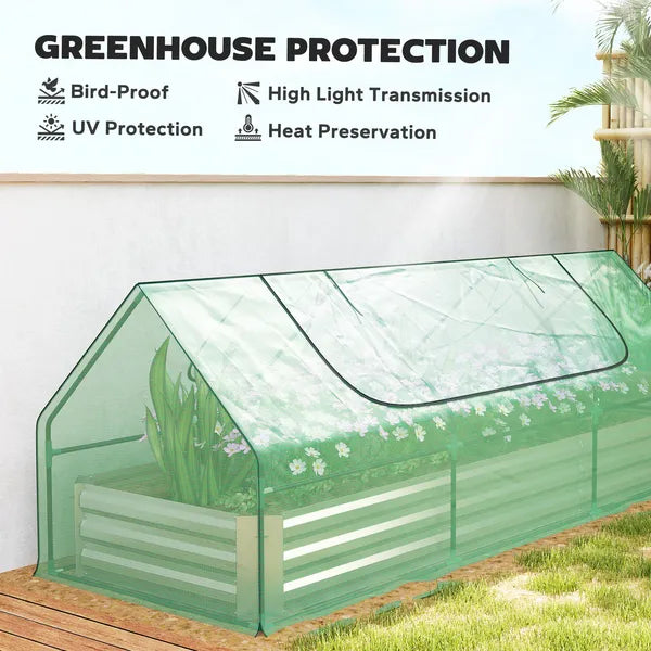 Outsunny 8.6 x 3 x 1ft Raised Garden Bed with Mini Greenhouse, Galvanized Raised Garden Bed with Cover for Herbs and Vegetables - product image 5