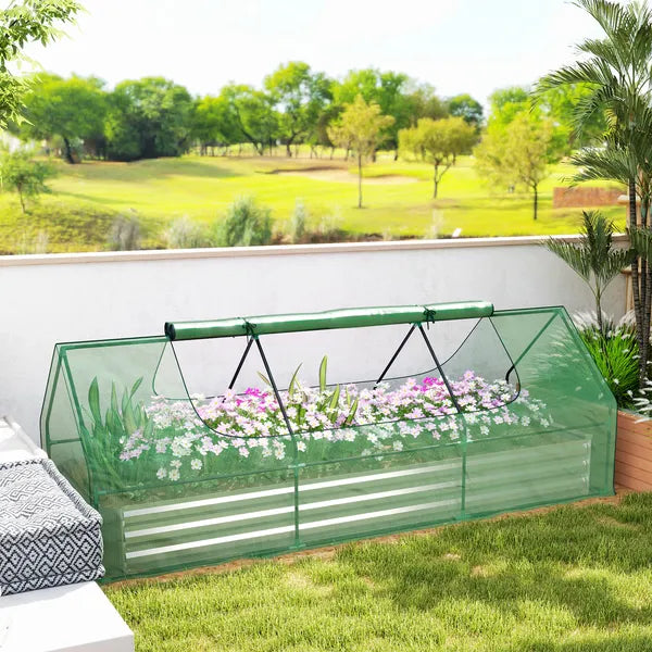 Outsunny 8.6 x 3 x 1ft Raised Garden Bed with Mini Greenhouse, Galvanized Raised Garden Bed with Cover for Herbs and Vegetables - product image 10