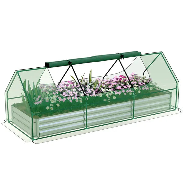 Outsunny 8.6 x 3 x 1ft Raised Garden Bed with Mini Greenhouse, Galvanized Raised Garden Bed with Cover for Herbs and Vegetables - product image 11