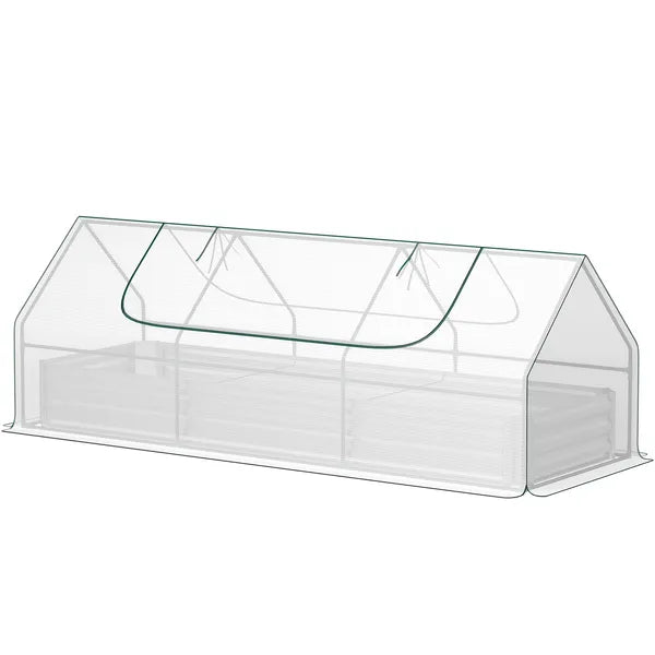 Outsunny 8.6 x 3 x 1ft Raised Garden Bed with Mini Greenhouse, Galvanized Raised Garden Bed with Cover for Herbs and Vegetables - product image 1