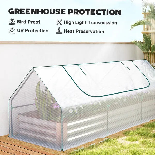 Outsunny 8.6 x 3 x 1ft Raised Garden Bed with Mini Greenhouse, Galvanized Raised Garden Bed with Cover for Herbs and Vegetables - product image 5