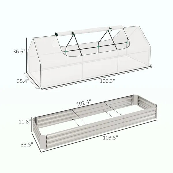 Outsunny 8.6 x 3 x 1ft Raised Garden Bed with Mini Greenhouse, Galvanized Raised Garden Bed with Cover for Herbs and Vegetables - product image 3