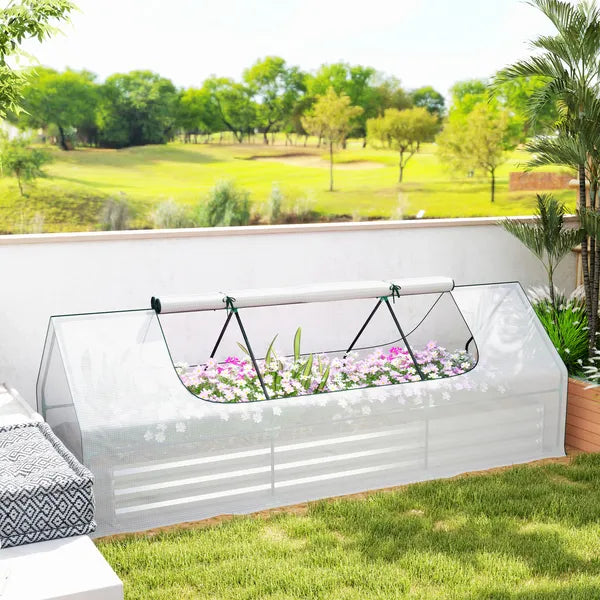 Outsunny 8.6 x 3 x 1ft Raised Garden Bed with Mini Greenhouse, Galvanized Raised Garden Bed with Cover for Herbs and Vegetables - product image 10