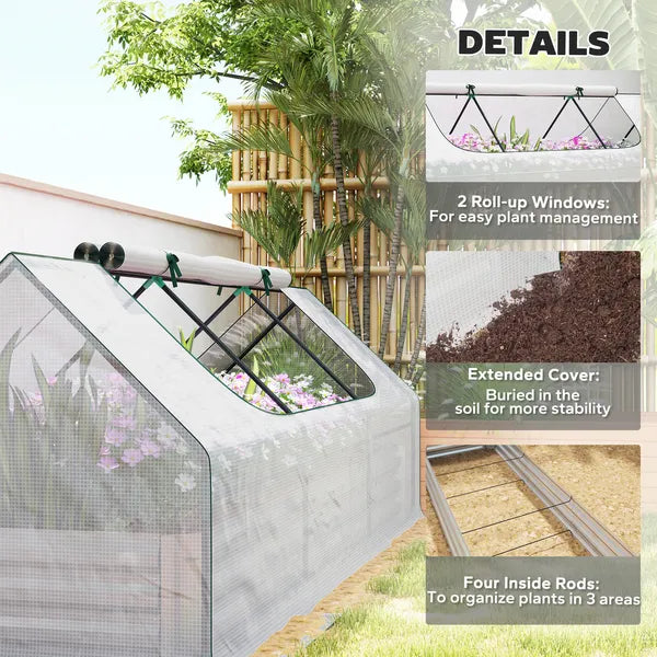 Outsunny 8.6 x 3 x 1ft Raised Garden Bed with Mini Greenhouse, Galvanized Raised Garden Bed with Cover for Herbs and Vegetables - product image 7