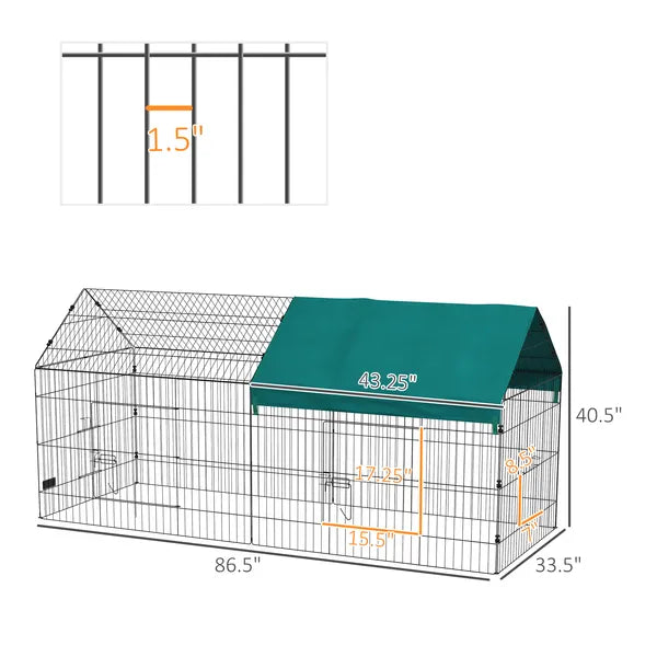 87" Small Animal Playpen with with Roof for Rabbits, Chicken, Chinchillas for Indoor/Outdoor Use, Green - product image 3