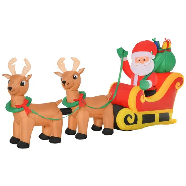 HOMCOM 8ft Long Christmas Inflatable Santa Claus with Sleigh and Reindeer, Outdoor Blow-Up Yard Decoration with LED Lights Display - product image 12