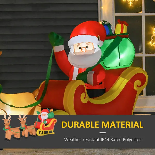 HOMCOM 8ft Long Christmas Inflatable Santa Claus with Sleigh and Reindeer, Outdoor Blow-Up Yard Decoration with LED Lights Display - product image 5