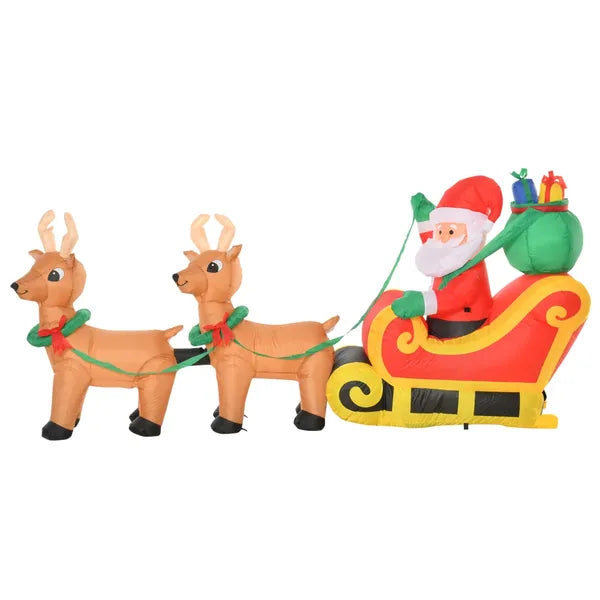 HOMCOM 8ft Long Christmas Inflatable Santa Claus with Sleigh and Reindeer, Outdoor Blow-Up Yard Decoration with LED Lights Display - product image 10