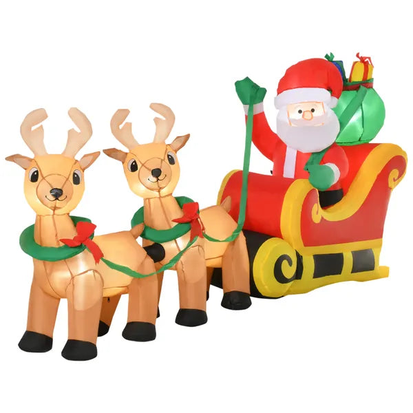 HOMCOM 8ft Long Christmas Inflatable Santa Claus with Sleigh and Reindeer, Outdoor Blow-Up Yard Decoration with LED Lights Display - product image 11
