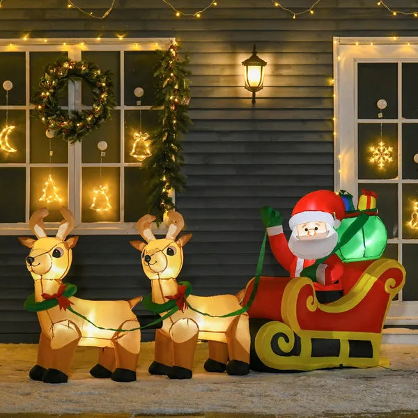HOMCOM 8ft Long Christmas Inflatable Santa Claus with Sleigh and Reindeer, Outdoor Blow-Up Yard Decoration with LED Lights Display - product image 8