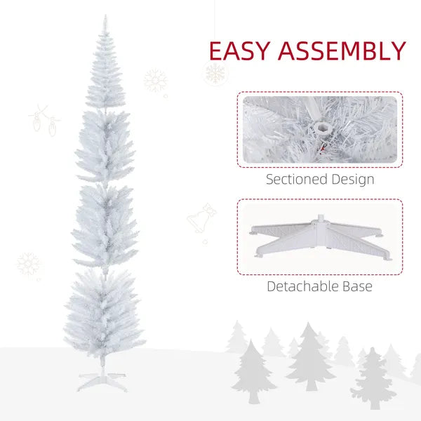 HOMCOM 8 Ft Pencil Christmas Tree, Slim Pre-Lit Christmas Tree with Realistic Branches and Warm White LED Lights, White - product image 7