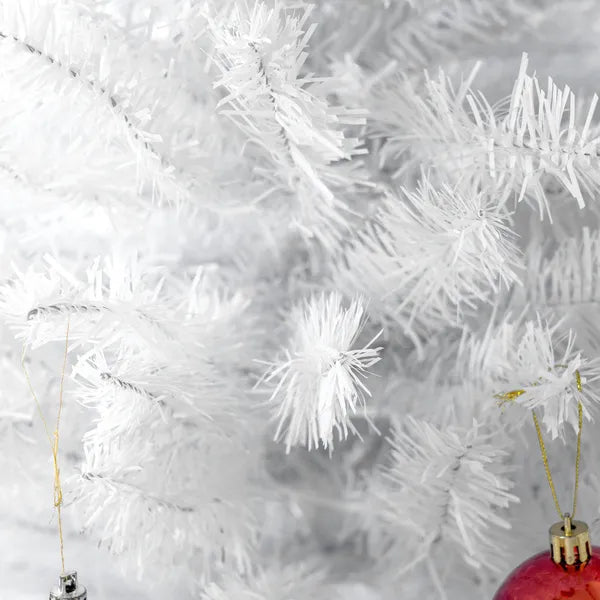 HOMCOM 8 Ft Pencil Christmas Tree, Slim Pre-Lit Christmas Tree with Realistic Branches and Warm White LED Lights, White - product image 9