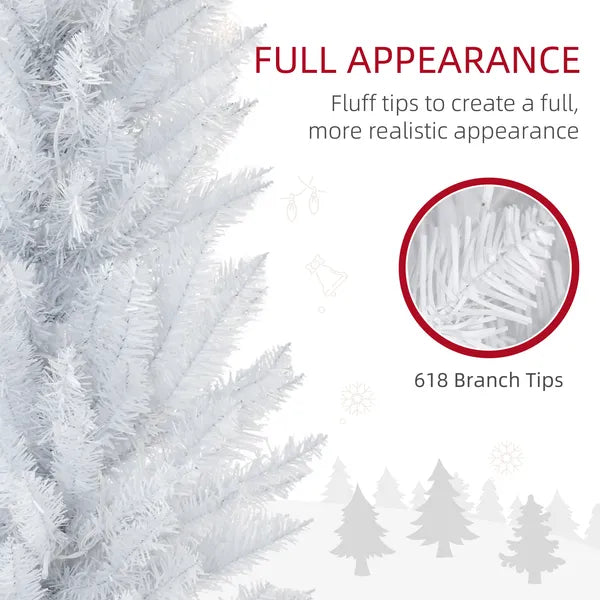 HOMCOM 8 Ft Pencil Christmas Tree, Slim Pre-Lit Christmas Tree with Realistic Branches and Warm White LED Lights, White - product image 6