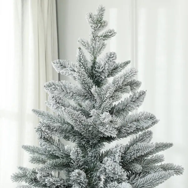 8ft Snow Xmas Trees, Flocked Christmas Tree with Snow Tips, Easy Assembly, Hinged Xmas Tree for Home Office Holiday - product image 9