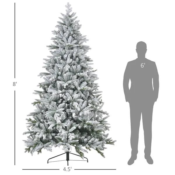 8ft Snow Xmas Trees, Flocked Christmas Tree with Snow Tips, Easy Assembly, Hinged Xmas Tree for Home Office Holiday - product image 3