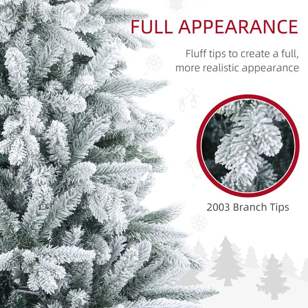 8ft Snow Xmas Trees, Flocked Christmas Tree with Snow Tips, Easy Assembly, Hinged Xmas Tree for Home Office Holiday - product image 5