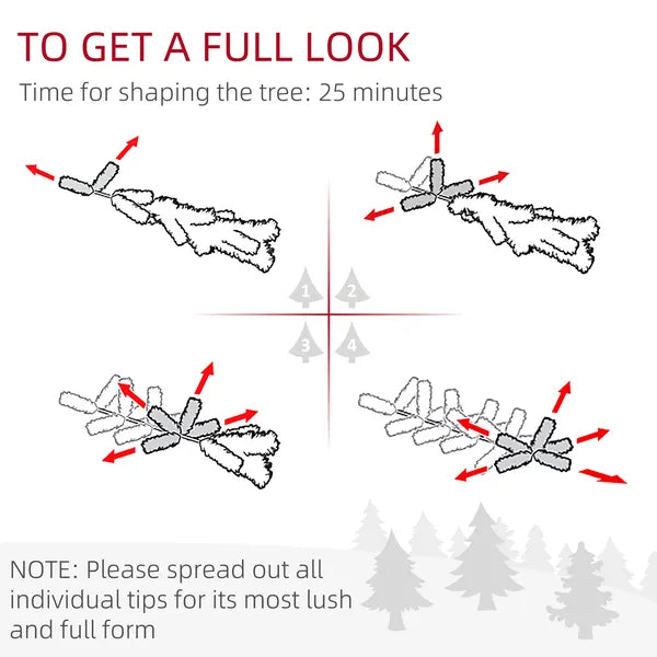 8ft Snow Xmas Trees, Flocked Christmas Tree with Snow Tips, Easy Assembly, Hinged Xmas Tree for Home Office Holiday - product image 7