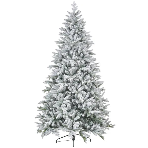 8ft Snow Xmas Trees, Flocked Christmas Tree with Snow Tips, Easy Assembly, Hinged Xmas Tree for Home Office Holiday - product image 1