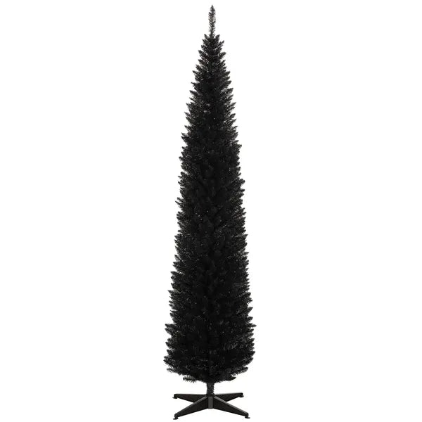 HOMCOM 8ft Tall Skinny Christmas Tree, Unlit Pencil Artificial Christmas Tree with 618 Tips and Plastic Base for Holiday, Black - product image 11