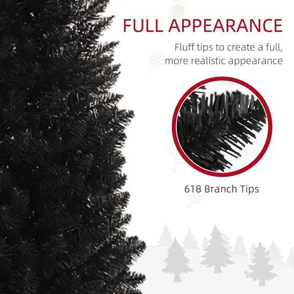 HOMCOM 8ft Tall Skinny Christmas Tree, Unlit Pencil Artificial Christmas Tree with 618 Tips and Plastic Base for Holiday, Black - product image 6