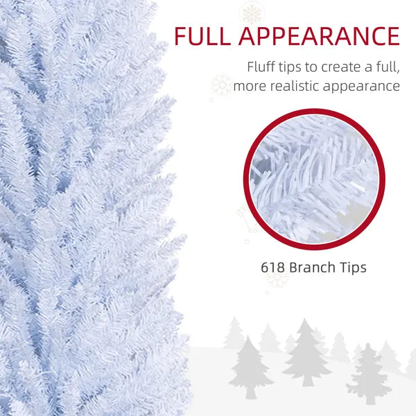 HOMCOM 8 Ft Tall Skinny Christmas Tree, Unlit Pencil Artificial Christmas Tree w/ 618 Tips and Plastic Base for Holiday, White - product image 6