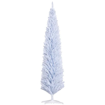 HOMCOM 8 Ft Tall Skinny Christmas Tree, Unlit Pencil Artificial Christmas Tree w/ 618 Tips and Plastic Base for Holiday, White - product image 1
