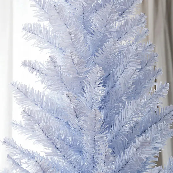 HOMCOM 8 Ft Tall Skinny Christmas Tree, Unlit Pencil Artificial Christmas Tree w/ 618 Tips and Plastic Base for Holiday, White - product image 9