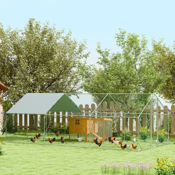 9' x 20' x 6' Chicken Coop and Run, Chicken Run for 18-24 Chickens, Waterproof and Anti-UV Cover, Hanging Feeder - product image 2