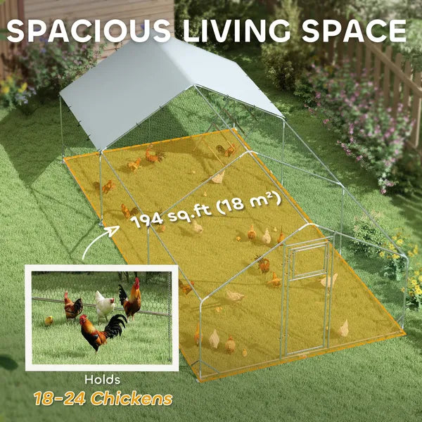 9' x 20' x 6' Chicken Coop and Run, Chicken Run for 18-24 Chickens, Waterproof and Anti-UV Cover, Hanging Feeder - product image 4