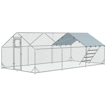 9' x 20' x 6' Chicken Coop and Run, Chicken Run for 18-24 Chickens, Waterproof and Anti-UV Cover, Hanging Feeder - product image 1